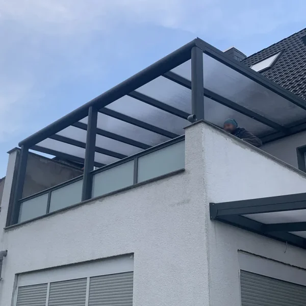 Terrassenüberdachung Alu anthrazit Premium mit 16mm Stegplatten klar farblos 1