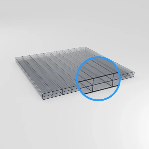 Doppelstegplatten 16 mm Polycarbonat 3-Fach Struktur graphit Antrhazit