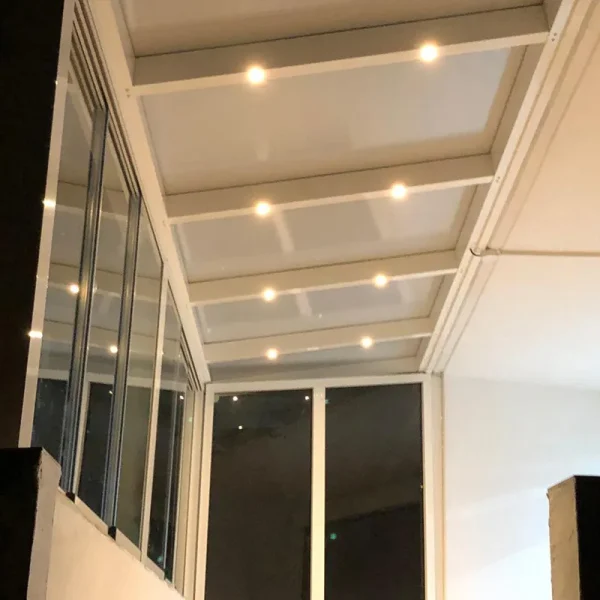 Terrassenüberdachung Alu Weiß Premium mit 16mm Stegplatten klar farblos 3 meter Breite 4