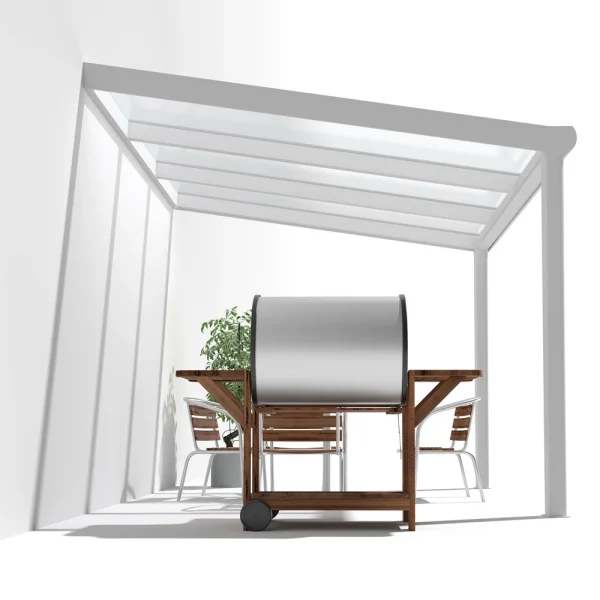 Terrassenüberdachung Alu weiß Premium mit 16mm Stegplatten klar farblos 3 meter Breite 5