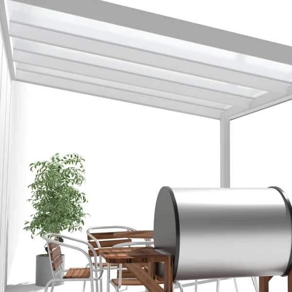 Terrassenüberdachung Alu weiß Premium mit 16mm Stegplatten klar farblos 3 meter Breite 6