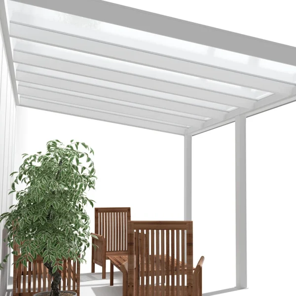Terrassenüberdachung Alu Weiß Premium mit 16mm Stegplatten klar/farblos 5 meter Breite 6