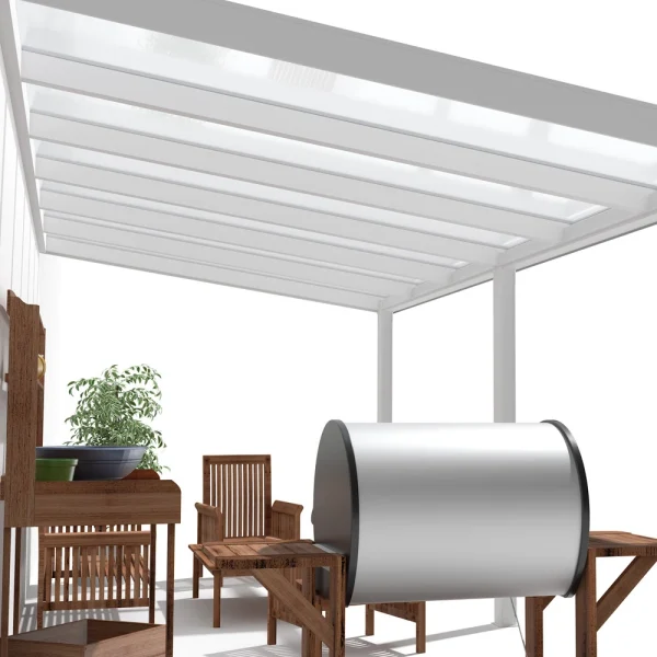 Terrassenüberdachung Alu Weiß Premium mit 16mm Stegplatten klar/farblos 6 meter Breite 6