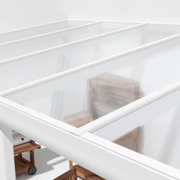 Terrassenüberdachung Alu Weiß Premium mit 16mm Stegplatten klar/farblos 6 meter Breite 7