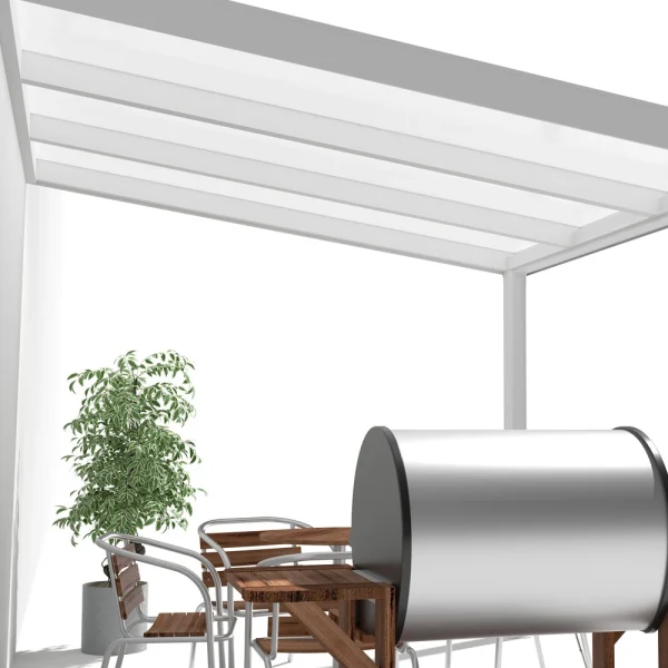 Terrassenüberdachung Alu weiß Premium mit 16mm Stegplatten opal/weiß 3 meter Breite 6