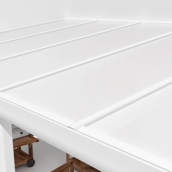 Terrassenüberdachung Alu weiß Premium mit 16mm Stegplatten opal/weiß 6 meter Breite 7