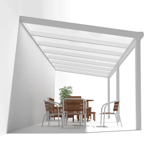 Terrassenüberdachung Alu weiß Premium mit 16mm Stegplatten opal/weiß 7 meter Breite 5