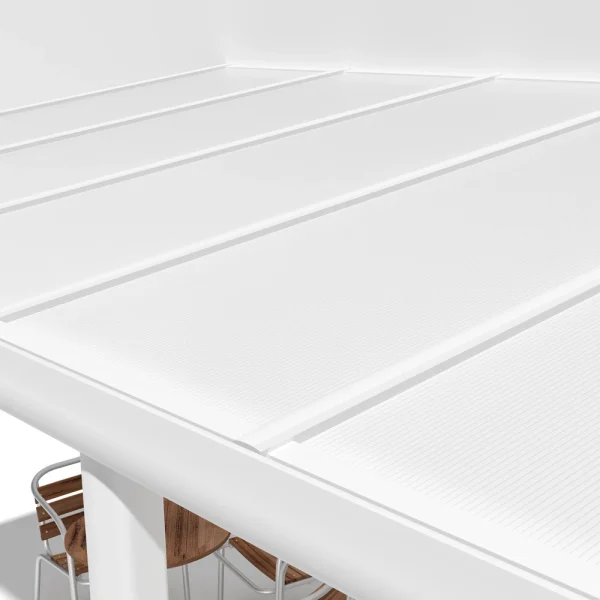 Terrassenüberdachung Alu weiß Premium mit 16mm Stegplatten opal/weiß 7 meter Breite 7