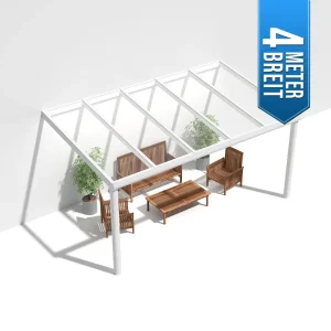 Terrassenüberdachung Alu weiß Premium mit 8mm VSG Glas klar/farblos 4 meter Breite