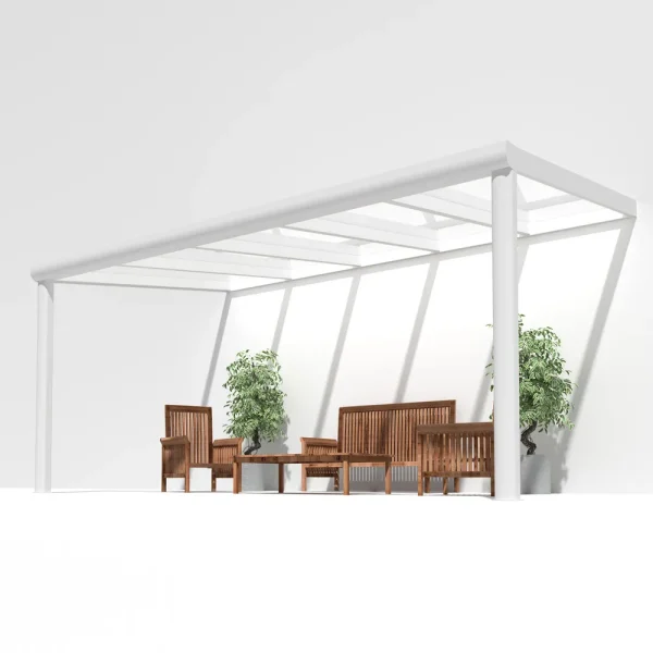 Terrassenüberdachung Alu weiß Premium mit 8mm VSG Glas klar/farblos 4 meter Breite 3