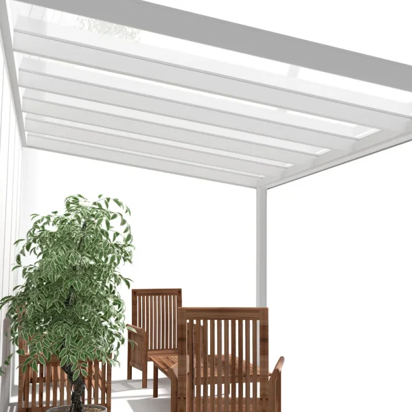 Terrassenüberdachung Alu weiß Premium mit 8mm VSG Glas klar/farblos 4 meter Breite 6