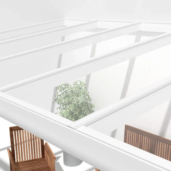 Terrassenüberdachung Alu weiß Premium mit 8mm VSG Glas klar/farblos 4 meter Breite 7