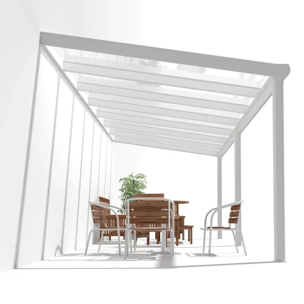 Terrassenüberdachung Alu weiß Premium mit 8mm VSG Glas klar/farblos 6 meter Breit 5