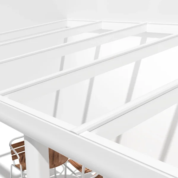 Terrassenüberdachung Alu weiß Premium mit 8mm VSG Glas klar/farblos 6 meter Breit 7