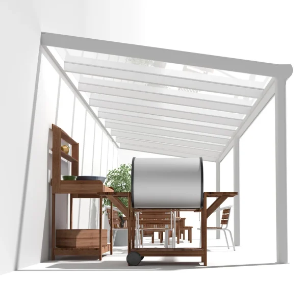 Terrassenüberdachung Alu weiß Premium mit 8mm VSG Glas klar/farblos 7 meter Breit 5